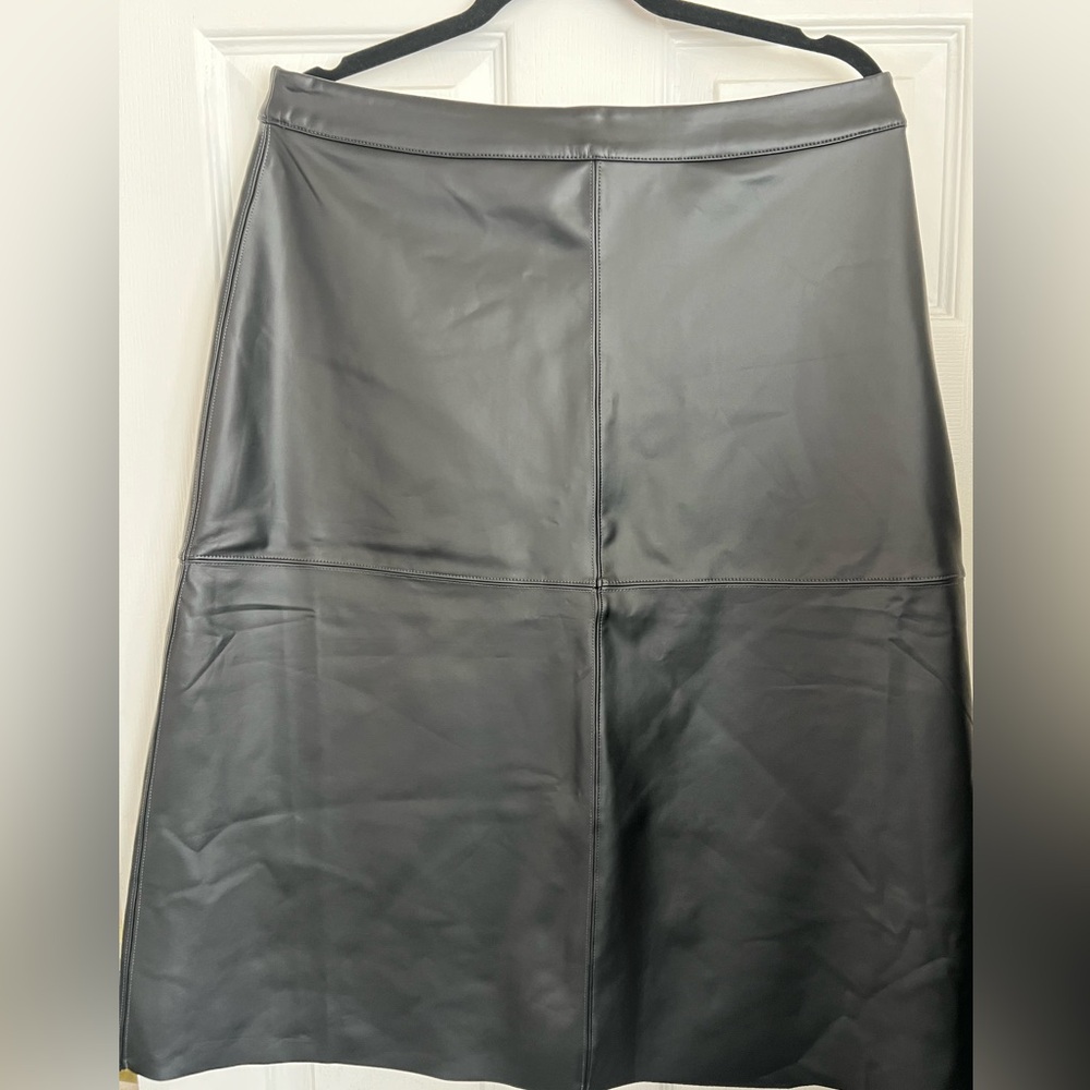Elizabeth and James Black A-Line Leather Skirt
